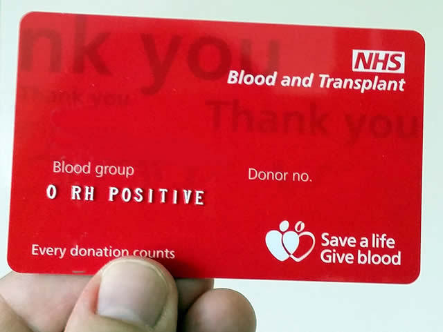 Blood group card
