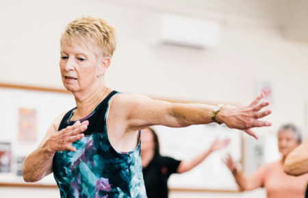 A woman taking part in an exercise class